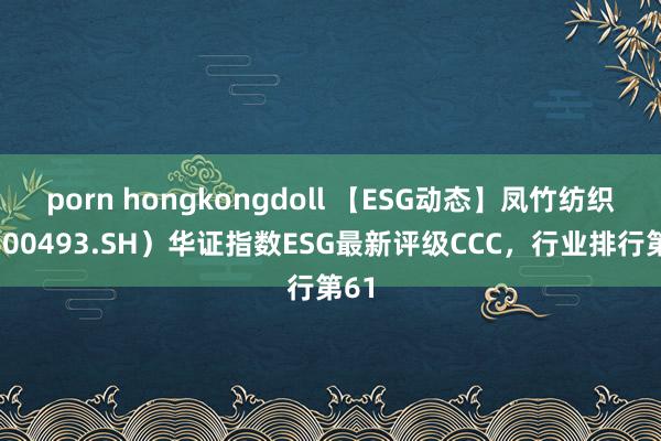 porn hongkongdoll 【ESG动态】凤竹纺织（600493.SH）华证指数ESG最新评级CCC，行业排行第61