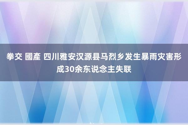 拳交 國產 四川雅安汉源县马烈乡发生暴雨灾害形成30余东说念主失联