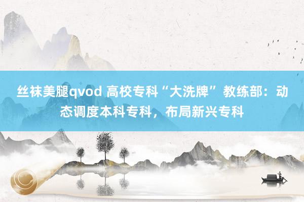 丝袜美腿qvod 高校专科“大洗牌” 教练部：动态调度本科专科，布局新兴专科