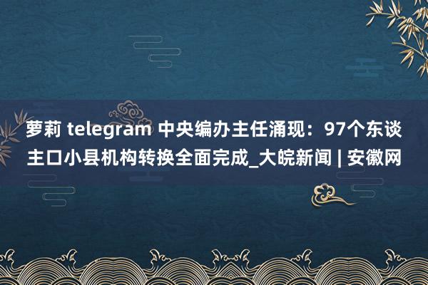 萝莉 telegram 中央编办主任涌现：97个东谈主口小县机构转换全面完成_大皖新闻 | 安徽网