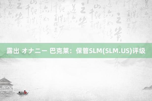 露出 オナニー 巴克莱：保管SLM(SLM.US)评级