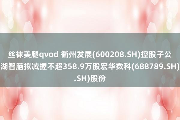 丝袜美腿qvod 衢州发展(600208.SH)控股子公司新湖智脑拟减握不超358.9万股宏华数科(688789.SH)股份