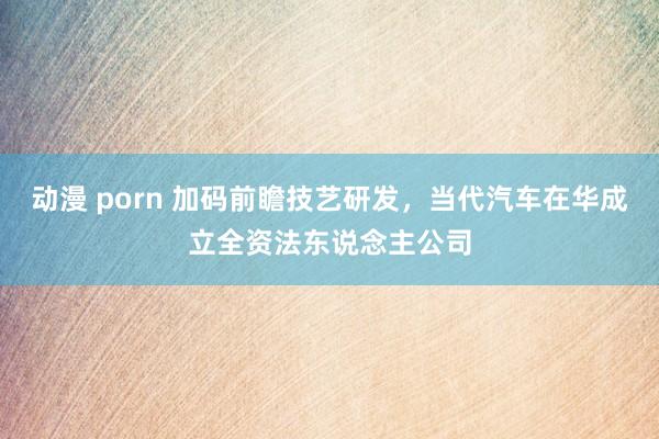 动漫 porn 加码前瞻技艺研发，当代汽车在华成立全资法东说念主公司