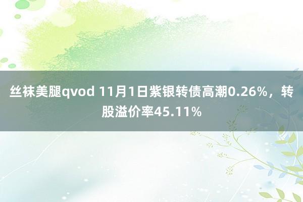 丝袜美腿qvod 11月1日紫银转债高潮0.26%，转股溢价率45.11%