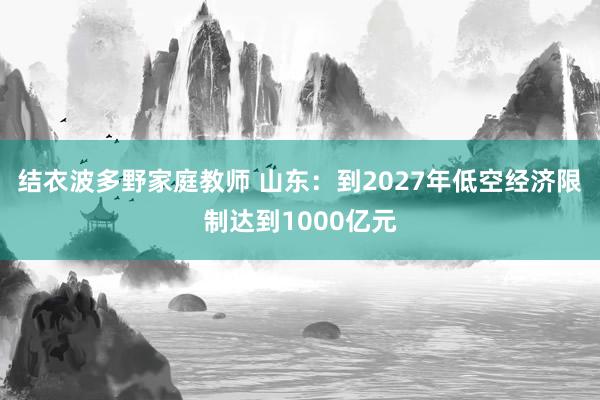 结衣波多野家庭教师 山东：到2027年低空经济限制达到1000亿元