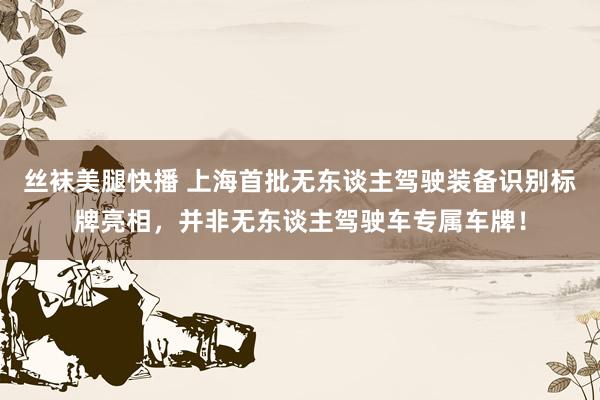 丝袜美腿快播 上海首批无东谈主驾驶装备识别标牌亮相，并非无东谈主驾驶车专属车牌！