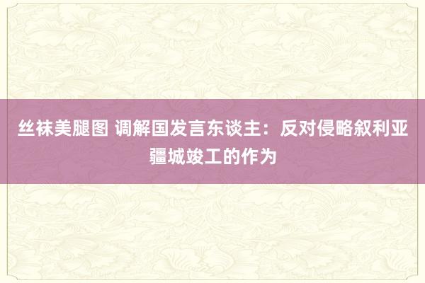 丝袜美腿图 调解国发言东谈主：反对侵略叙利亚疆城竣工的作为