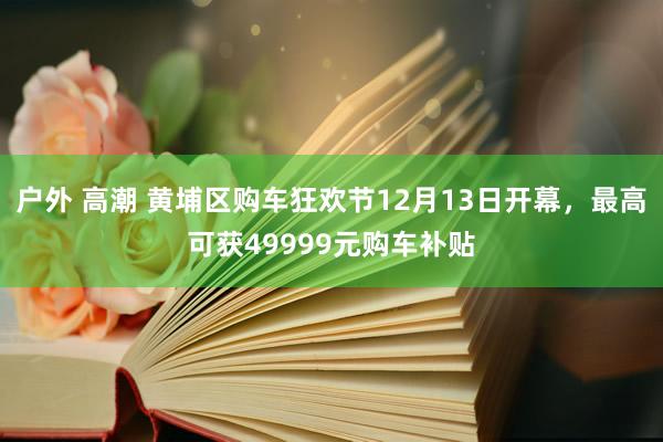 户外 高潮 黄埔区购车狂欢节12月13日开幕，最高可获49999元购车补贴