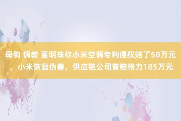 母狗 调教 董明珠称小米空调专利侵权赔了50万元 ，小米恢复伪善，供应链公司曾赔格力185万元