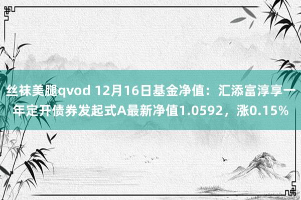 丝袜美腿qvod 12月16日基金净值：汇添富淳享一年定开债券发起式A最新净值1.0592，涨0.15%