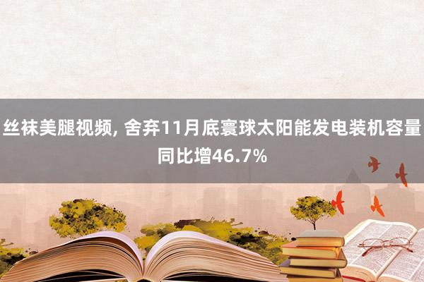 丝袜美腿视频， 舍弃11月底寰球太阳能发电装机容量同比增46.7%