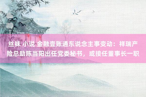 丝袜 小说 金融壹账通东说念主事变动：祥瑞产险总助陈当阳出任党委秘书，或接任董事长一职