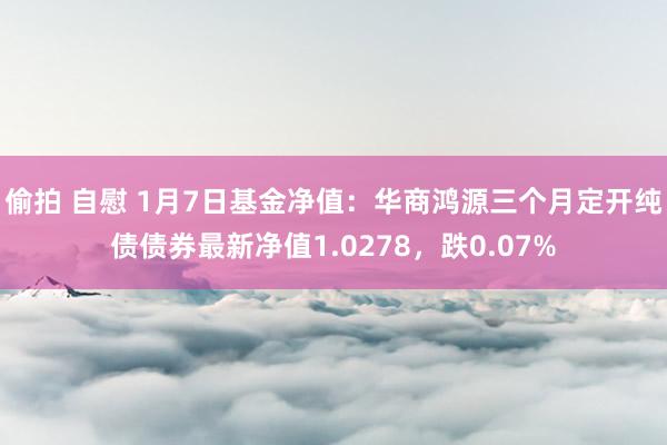 偷拍 自慰 1月7日基金净值：华商鸿源三个月定开纯债债券最新净值1.0278，跌0.07%