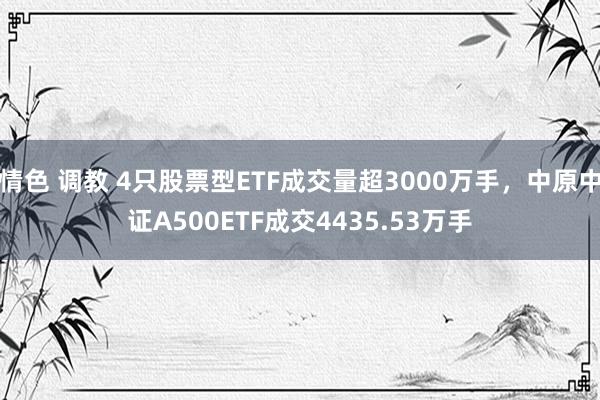 情色 调教 4只股票型ETF成交量超3000万手，中原中证A500ETF成交4435.53万手