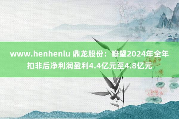 www.henhenlu 鼎龙股份：瞻望2024年全年扣非后净利润盈利4.4亿元至4.8亿元