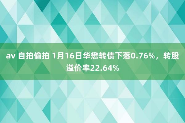 av 自拍偷拍 1月16日华懋转债下落0.76%，转股溢价率22.64%